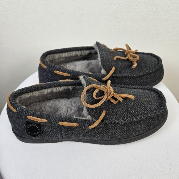 Fireside By Dearfoams Men's Grafton Genuine Shearling Moccasin Slipper 12 New - Picture 6 of 11